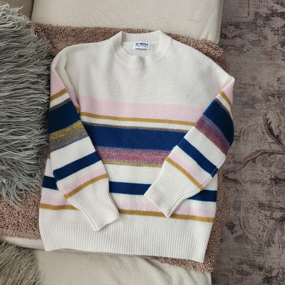 Revolve 27 Miles Malibu Wool/Cashmere/Silk Blend Striped Sweater